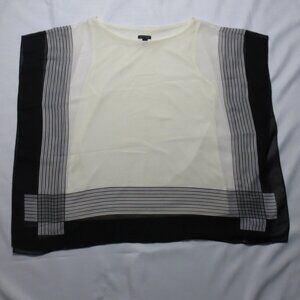 ANN TAYLOR womens SHEER stripes CREAM blouse CAREER shirt BOXY dolman TOP size M